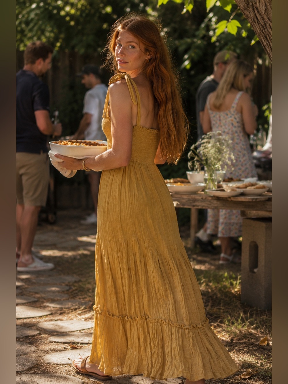Yellow Smocked Maxi Dress